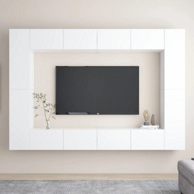 Berkfield 8 Piece Tv Cabinet Set White Engineered Wood - image 1