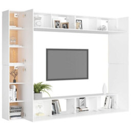 Berkfield 8 Piece Tv Cabinet Set White Engineered Wood - thumbnail 3