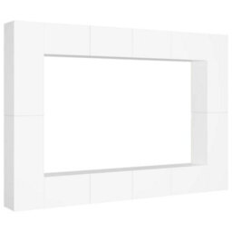 Berkfield 8 Piece Tv Cabinet Set White Engineered Wood - thumbnail 2