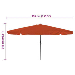 Berkfield Modern Garden Parasol Red, Black 395 X 395 X 245 Cm Polyester, Steel - thumbnail 8