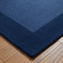 Handmade Luxurious Modern Bordered Blue Plain Easy To Clean Wool Rug For Living Room & Bedroom-160Cm X 230Cm - thumbnail 4