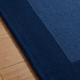 Handmade Luxurious Modern Bordered Blue Plain Easy To Clean Wool Rug For Living Room & Bedroom-160Cm X 230Cm - thumbnail 2