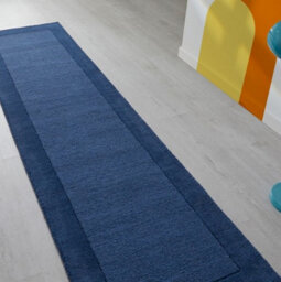 Handmade Luxurious Modern Bordered Blue Plain Easy To Clean Wool Rug For Living Room & Bedroom-160Cm X 230Cm - thumbnail 7