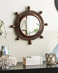 Beliani Wall Mirror Gormaz 46 Cm 46 Cm Brown - thumbnail 2