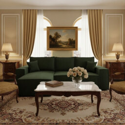 Malaga L Shaped Mdf Corner Sofa Bed Has Storage Dl Pull Out Seat Loose Back Cushions 279X94X181 Green Corduroy Left - thumbnail 1