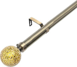 Lister Cartwright 28mm Antique Brass Fixed Metal Curtain Pole Set With Crackle Glass Finial(150 Cm) - thumbnail 3