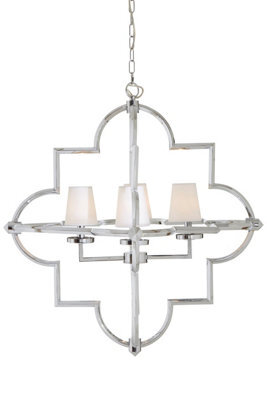 Orsina Arabesque Pendant Light, Moorish Chrome Ceiling Light With Fabric Lamps, Exotic Style Pendant Lighting - image 1