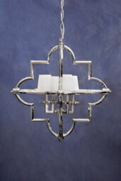 Orsina Arabesque Pendant Light, Moorish Chrome Ceiling Light With Fabric Lamps, Exotic Style Pendant Lighting - thumbnail 2