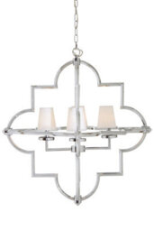 Orsina Arabesque Pendant Light, Moorish Chrome Ceiling Light With Fabric Lamps, Exotic Style Pendant Lighting - thumbnail 1