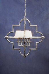 Orsina Arabesque Pendant Light, Moorish Chrome Ceiling Light With Fabric Lamps, Exotic Style Pendant Lighting - thumbnail 3