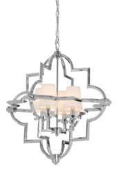 Orsina Arabesque Pendant Light, Moorish Chrome Ceiling Light With Fabric Lamps, Exotic Style Pendant Lighting - thumbnail 5