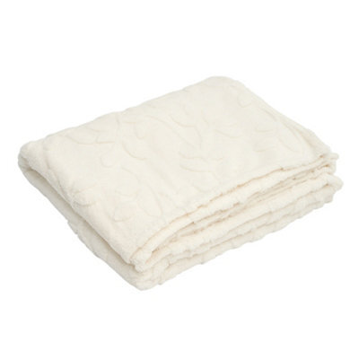 Living And Home 3D Leaf White Soft Warm Plush Fuzzy Throw Blanket 150Cm X 100Cm - image 1