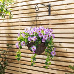 Christow Artificial Petunia Wicker Hanging Basket Uv Resistant Foliage Purple 30Cm - thumbnail 2