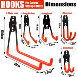ATEK Steel Garage Storage Hooks,10Pcs.heay Duty Wall Mounted Anti Slip Coating Garage Organisation Hooks - thumbnail 2