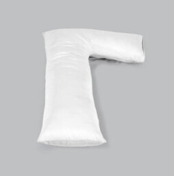 ARLinens L Shape Pillow With Free Pillowcases Hollowfiber Filled Orthopedic Maternity Pregnancy Full Body Support Pillow With Cover (White) - thumbnail 4