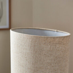 First Choice Lighting Pebble - Matt Ivory Ceramic 122Cm Floor Lamp With Natural Linen Shade - thumbnail 4