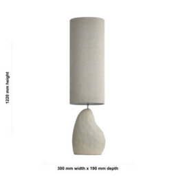 First Choice Lighting Pebble - Matt Ivory Ceramic 122Cm Floor Lamp With Natural Linen Shade - thumbnail 6