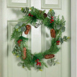 Samuel Alexander 50Cm Hanging Christmas Eucalyptus Wreath With Red Berries And Pinecones - thumbnail 3