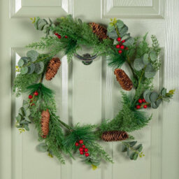 Samuel Alexander 50Cm Hanging Christmas Eucalyptus Wreath With Red Berries And Pinecones - thumbnail 9