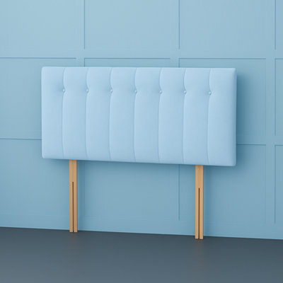 Comfy Deluxe 3Ft Single Florence Sky Blue Plush Velvet 26Inch Headboard