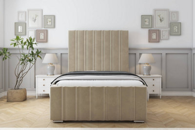 "Sloomy Radcliffe Almond Coniston Bed Frame With Mattress With 50"" Upholstered Headboard 5' King" - image 1
