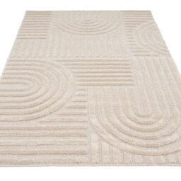 Loomed Beige Geometric Groove Living Area Rug 120Cm X 170Cm - thumbnail 2