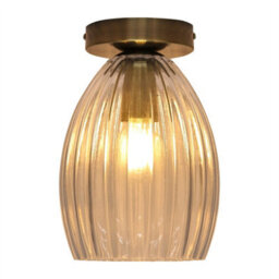 First Choice Lighting Set Of 2 Birch - Fluted Glass Antique Brass Ceiling Light Fittings - thumbnail 3