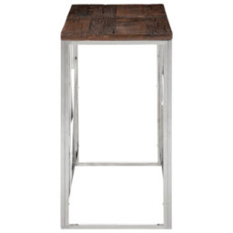 Berkfield Console Table Silver Stainless Steel And Solid Wood Sleeper - thumbnail 3