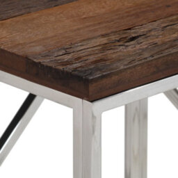 Berkfield Console Table Silver Stainless Steel And Solid Wood Sleeper - thumbnail 4