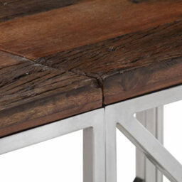 Berkfield Console Table Silver Stainless Steel And Solid Wood Sleeper - thumbnail 5