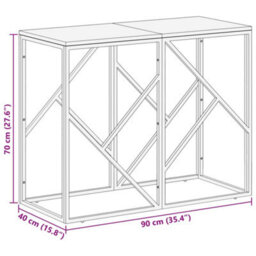 Berkfield Console Table Silver Stainless Steel And Solid Wood Sleeper - thumbnail 9