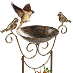Taylor & Brown Vintage Bird Bath Bowl With Garden Trellis, Freestanding Plant Support, Detachable Iron Bowldragonfly Design - thumbnail 8