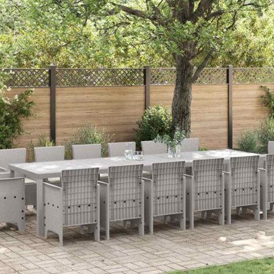 Berkfield Garden Dining Set 15 Pcs Light Grey Polt Rattan - image 1