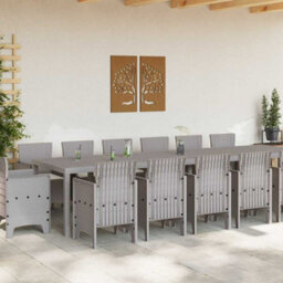Berkfield Garden Dining Set 15 Pcs Light Grey Polt Rattan - thumbnail 3