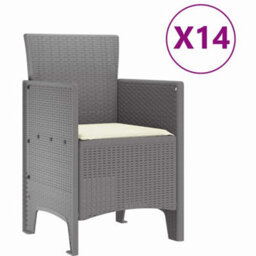 Berkfield Garden Dining Set 15 Pcs Light Grey Polt Rattan - thumbnail 5