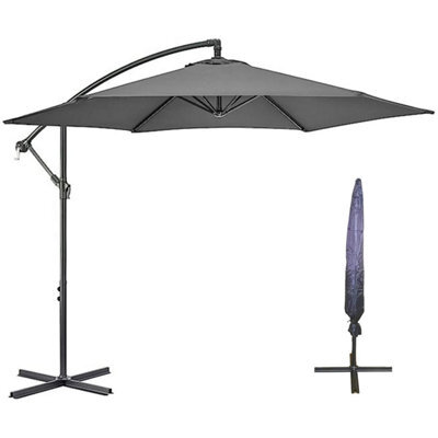 Samuel Alexander 3M Cantilever Parasol In Grey With Crank Handle For Patio Garden Banana Parasol With Uv Protection - image 1