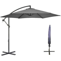 Samuel Alexander 3M Cantilever Parasol In Grey With Crank Handle For Patio Garden Banana Parasol With Uv Protection - thumbnail 1
