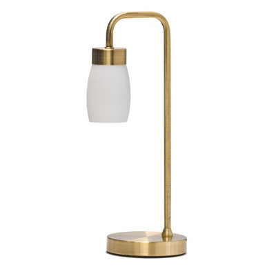 Lighting Supermarket Arch Antique Brass Vintage Industrial Table Lamp With Marino Glass Shade - image 1