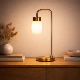 Lighting Supermarket Arch Antique Brass Vintage Industrial Table Lamp With Marino Glass Shade - thumbnail 2