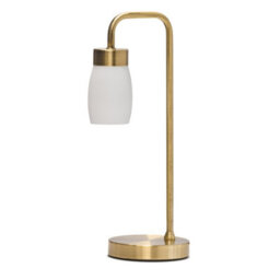 Lighting Supermarket Arch Antique Brass Vintage Industrial Table Lamp With Marino Glass Shade - thumbnail 1