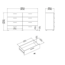 Furniture To Go Pepe Wide Chest Of 8 Drawers (4+4) In Walnut - thumbnail 9