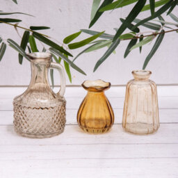 Annibells Brown Vintage Glass Bud Vases On Wooden Board (15393) - thumbnail 3