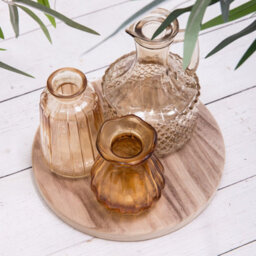 Annibells Brown Vintage Glass Bud Vases On Wooden Board (15393) - thumbnail 2