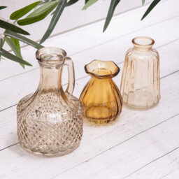 Annibells Brown Vintage Glass Bud Vases On Wooden Board (15393) - thumbnail 4