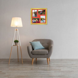 AK Frames 12X12 Gold Modern Multi Photo Frame With Poppy Red Mount - Holds 4 Apertures (4X) 6X4 Photos - thumbnail 3