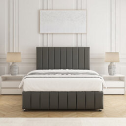 Bsspoke Sierra Divan Bed Set In Grey Plush Velvet 24Inch Headboard & Footboard 4 Drawers & Mattress In Double King 4Ft 6Ft - thumbnail 2