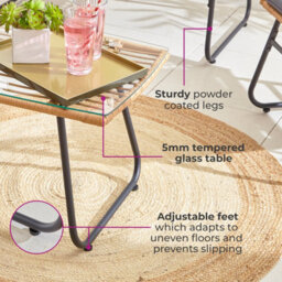 Neo 4 Piece Wicker Bamboo Style Garden Sofa, Table & Chairs Set With Cover - thumbnail 4