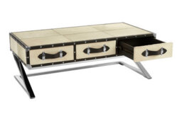 Orsina Mango Wood Coffee Table,3 Drawer Storage Table With Leather Handles,stylish Coffee Table With Stud Details - thumbnail 5