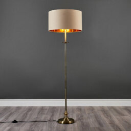 Valuelights Belmont Traditional Antique Brass Sconce Floor Lamp With Beige Gold Drum Shade - thumbnail 2