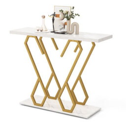 Costway Modern Console Table Faux Marble Narrow Entryway Hallway Table Accent Desk 100Cm - thumbnail 1